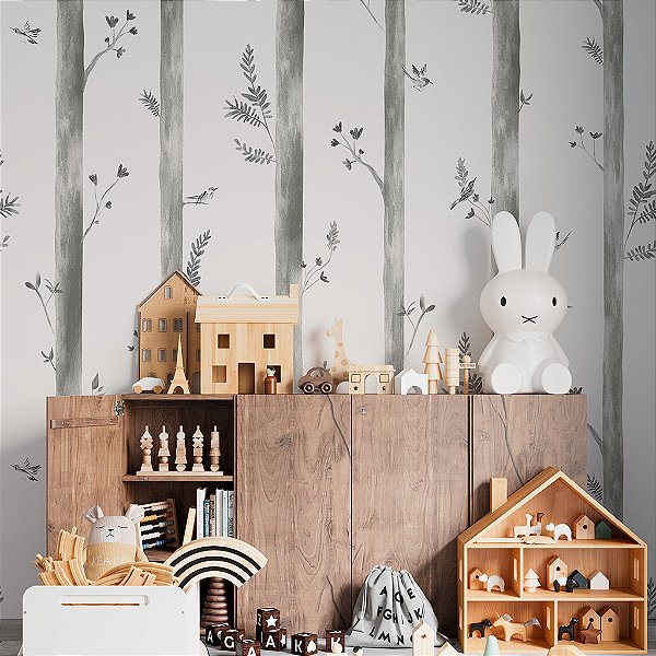 Papel de Parede Personalizado Infantil Quarto Floresta Clean