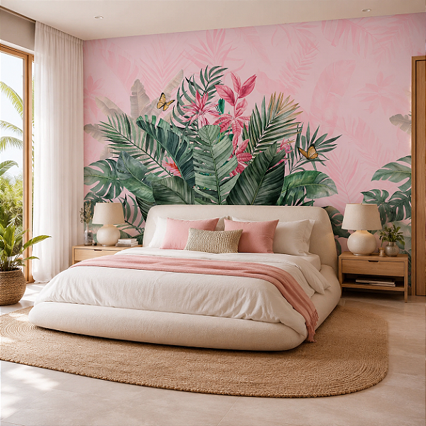Papel de Parede Personalizado Tropical Feelings Rosa