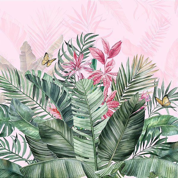 Papel de Parede Personalizado Tropical Feelings Rosa
