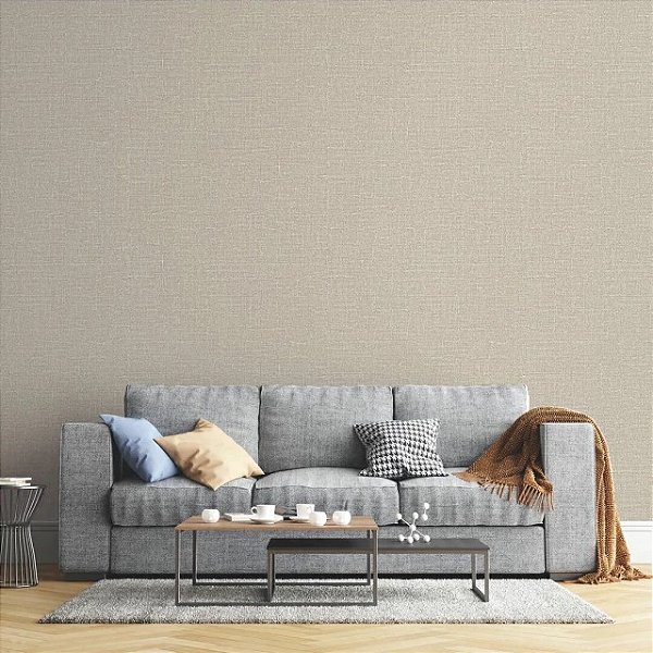 Papel de Parede Importado Linho Bege Textura Vinílico SV023175