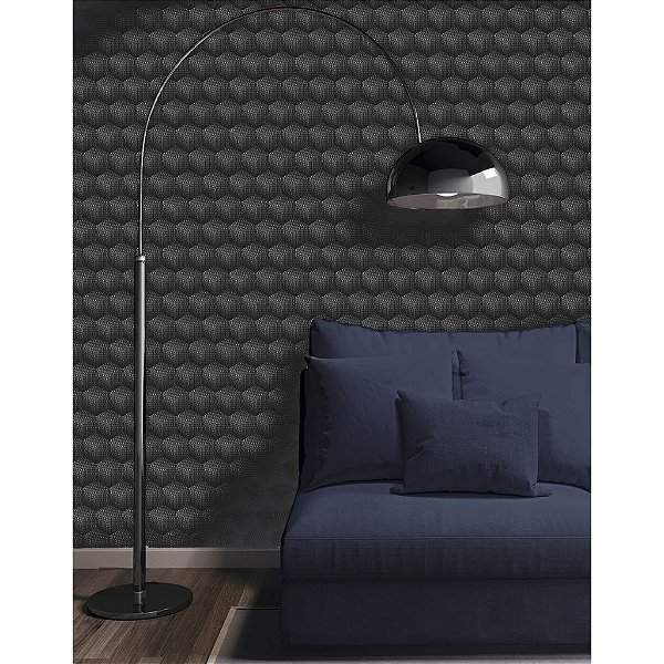 Papel de Parede Geométrico Personalizado Hipnose Preto