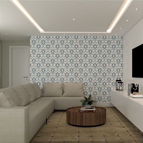 Papel de Parede Personalizado Abstrato Cinza e Azul