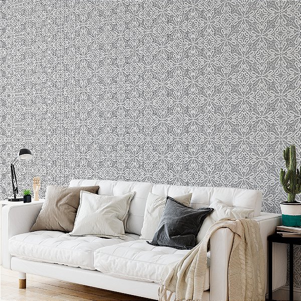 Papel de Parede Personalizado Elegance Cinza - Rendas