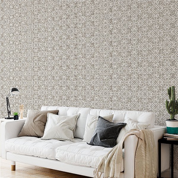 Papel de Parede Personalizado Elegance Bege - Rendas