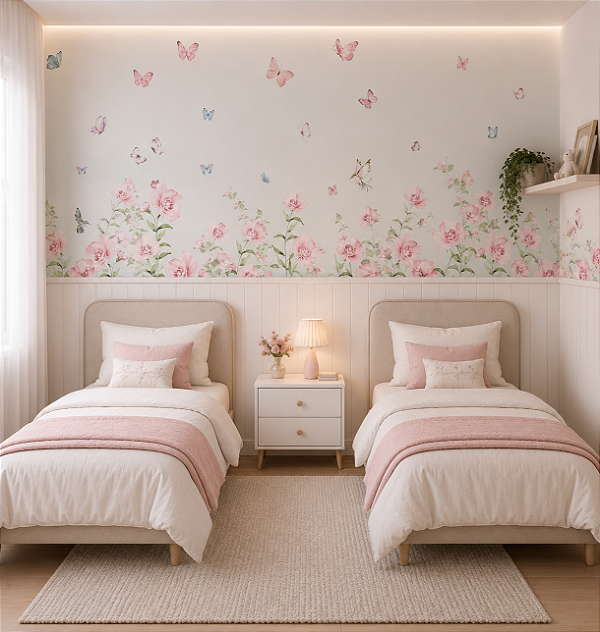 Papel de Parede Personalizado Quarto Infantil Jardim Degradê