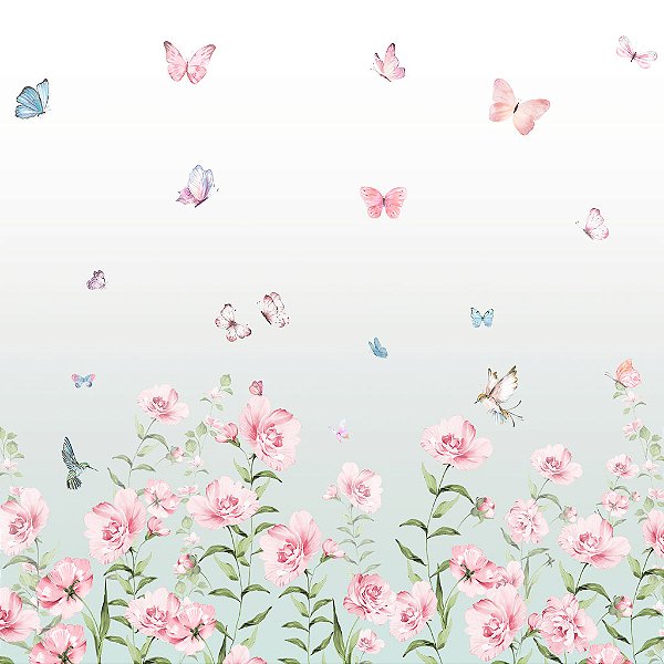 Papel de Parede Infantil Personalizado Jardim Degradê