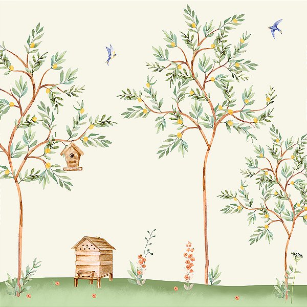 Papel de Parede Infantil Personalizado Laranjeiras