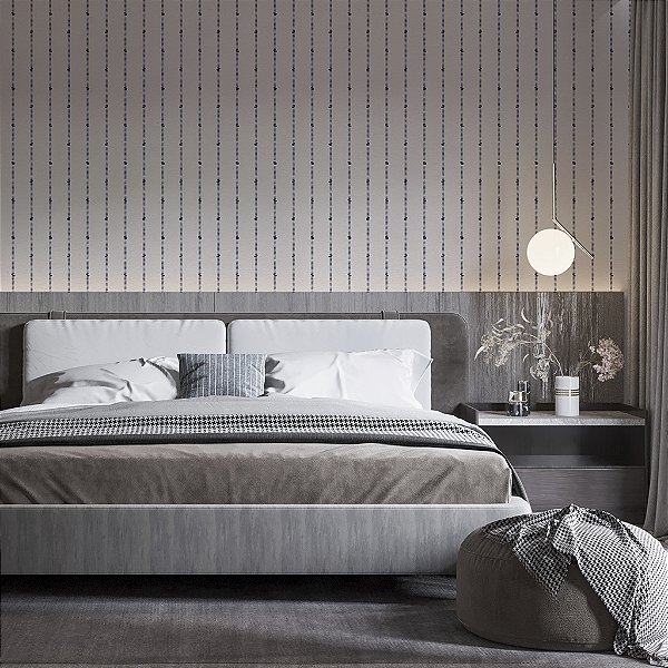 Papel de Parede Infantil Personalizado Linho Listrado Azul - Grafite - Rosa