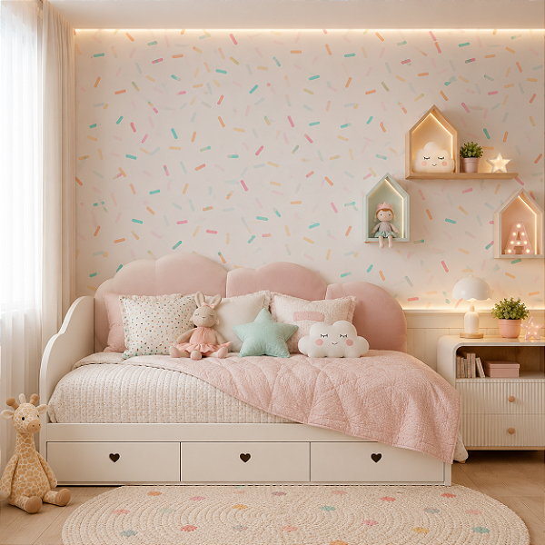 Papel de Paredel Personalizado Quarto Infanti Confetes Coloridos