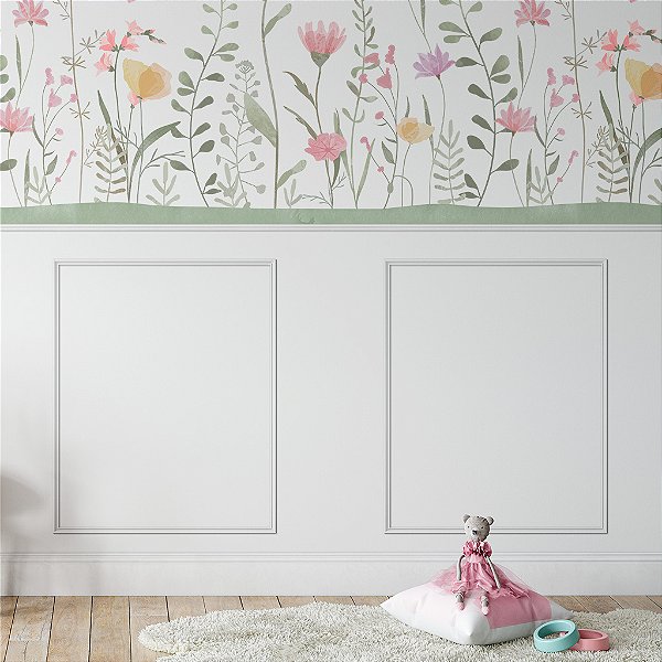 Papel de Parede Infantil Personalizado Boisserie - Moldura - Diversas Cores