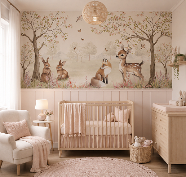 Papel de Parede Infantil Personalizado Non Woven Jardim Encantado New