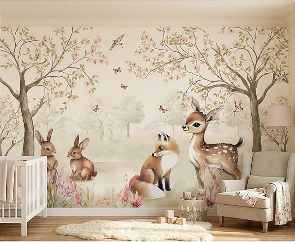 Papel de Parede Infantil Personalizado Non Woven Jardim Encantado New