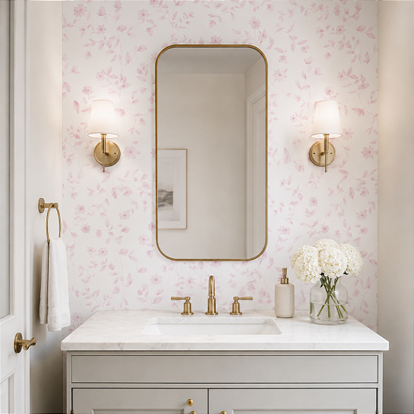 Papel de Parede Personalizado Jardim Monocromático Rosa Sob Medida