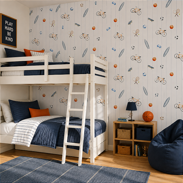 Papel de Parede Quarto Infantil Personalizado Esportes Sob Medida