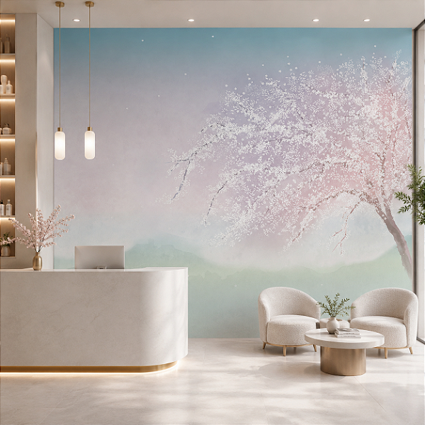 Papel de Parede Personalizado Quarto Árvore das Estações Sob Medida