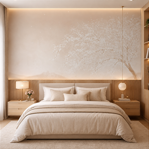 Papel de Parede Personalizado Quarto Árvore de Outono Sob Medida