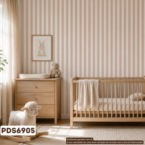 Papel De Parede Importado Vinílico Lavável Listras Marrom Claro Fundo Off PDS6905 Rolo 9,5 MT