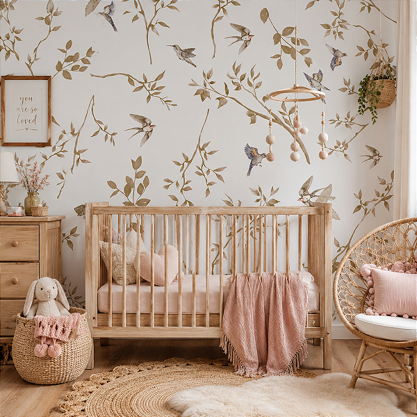 Papel de Parede Personalizado Infantil Afeto da Natureza Clean Sob Medida