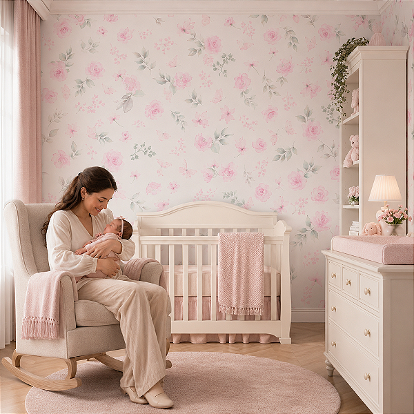 Papel de Parede Personalizado Infantil Floral Feminino Soft Sob Medida