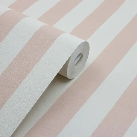 Papel De Parede Importado Infantil Vinílico Lavável Listras Rosa Blush Terroso Fundo Off PDS6902 Rolo 9,5 MT