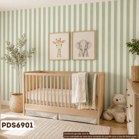 Papel De Parede Importado Infantil Vinílico Lavável Verde Erva Doce Fundo Off PDS6901 Rolo 9,5 MT