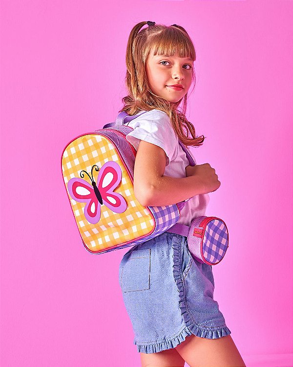 Bolsa com Pochete Xadrez Borboleta