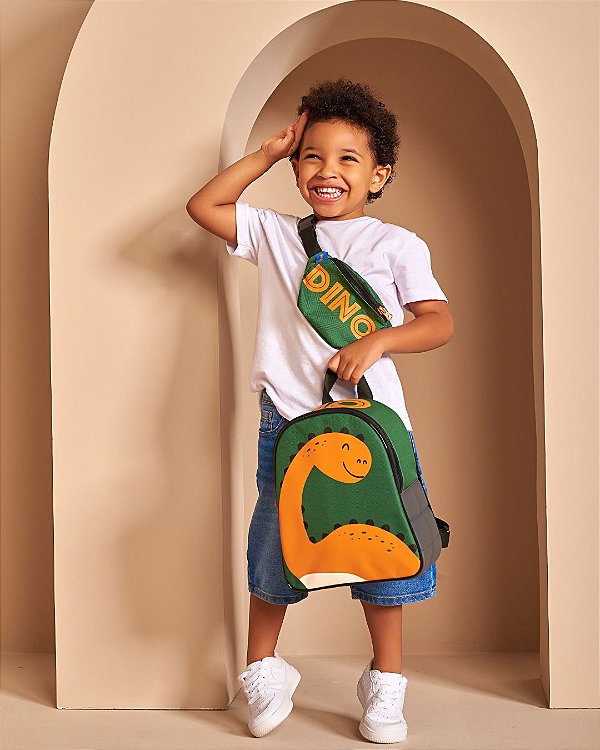 Bolsa com Pochete Dino Verde Bandeira