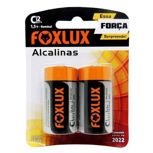 Pilha Alcalina Blister Com 2 Pilhas C Foxlux