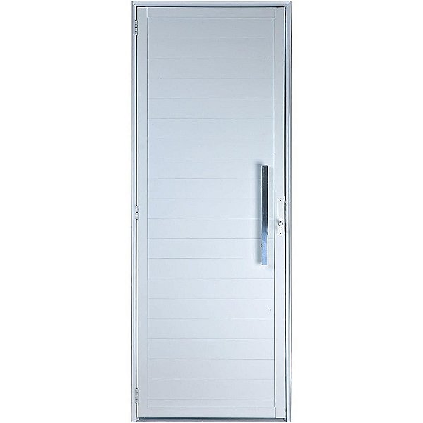 Porta De Aluminio Lambri Em 2,10X0,80Cm Com Puxador Esquerda Branca  Esquadrisul - Brama Materiais