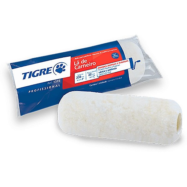 Rolo De Lã De Carneiro Para Látex E Tinta Acrílica Ref. 1316-230 Tigre