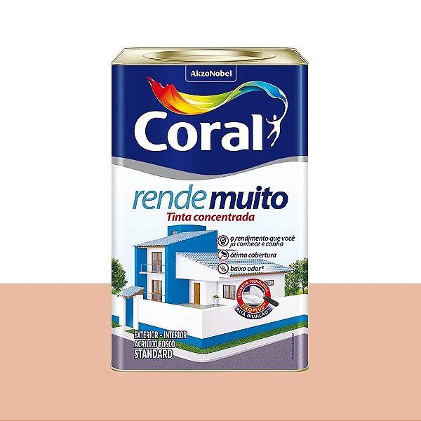 Tinta Latex Rende Muito 18 Litros - Acrílico Fosco Standard - Coral