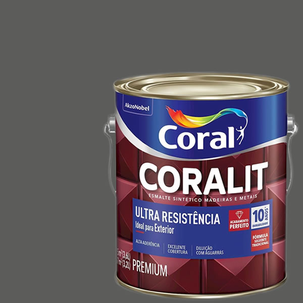 Tinta Esmalte Sintético Cinza Escuro Brilhante 3,6 Litros Coralit - Coral
