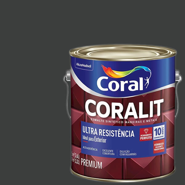 Tinta Esmalte Sintético Preto Brilhante 3,6 Litros Coralit - Coral