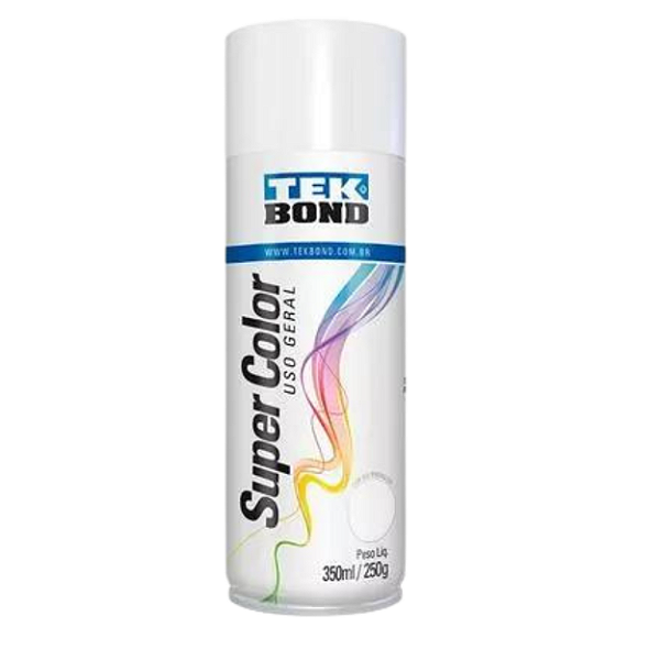 Tinta Spray Branco Fosco Uso Geral Super Color 350ml Tek bond