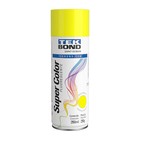 Tinta Spray Amarelo Fluorescente Uso Geral Super Color 350ml Tek bond