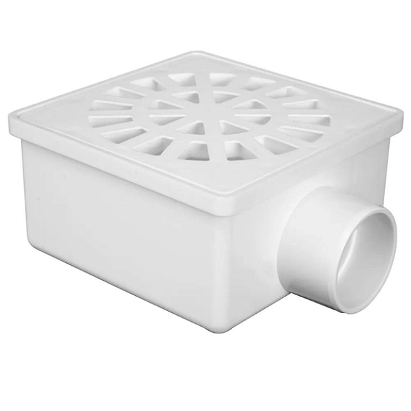 Ralo Sifonado Grelha Quadrada Branca DN 100x52x40 - Krona