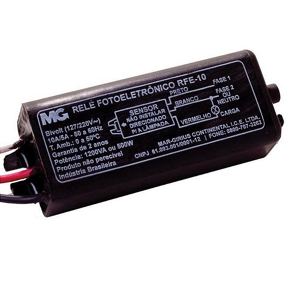MARGIRIUS Relé Fotoeletrônico Bivolt Fio 10 500W