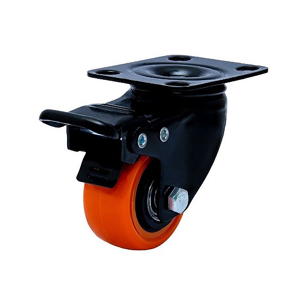 Rodizio Giratorio com Freio Glpbf 158 1.5/8" Bpa.e Preto Laranja 6235 Colson