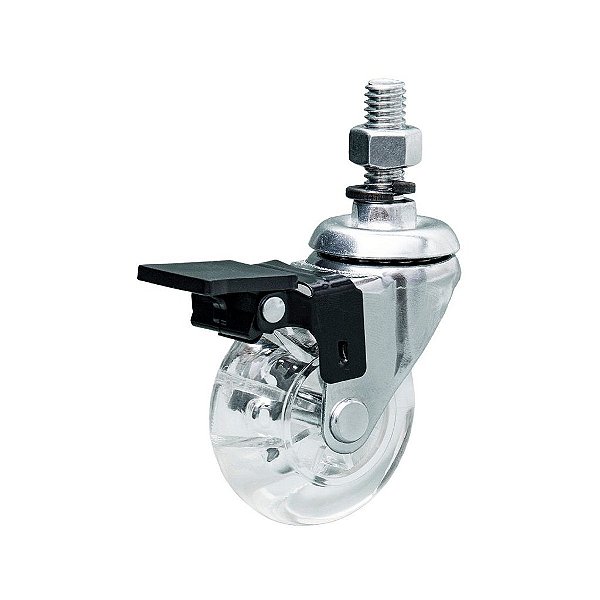 Rodizio Giratorio com Freio Espiga 210 2" Roda em Pvc Gel cristal 3909 Colson