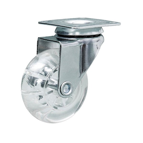Rodizio Giratorio 210 2" com Placa e Roda em Pvc Gel cristal 3906 Colson