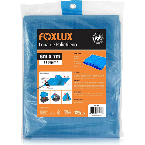 Lona de Polietileno 8x7 Metros Azul Foxlux