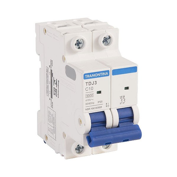 Disjuntor Bipolar TDJ3KA 10A Curva C Tramontina