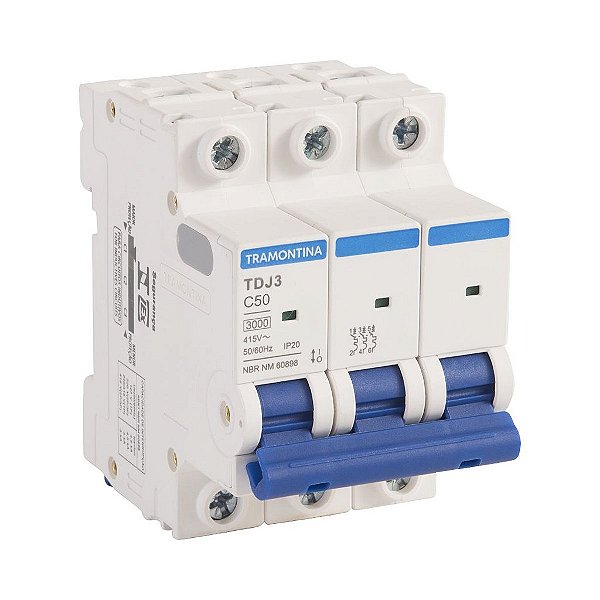 Disjuntor Tripolar TDJ3KA 50A Curva C Tramontina