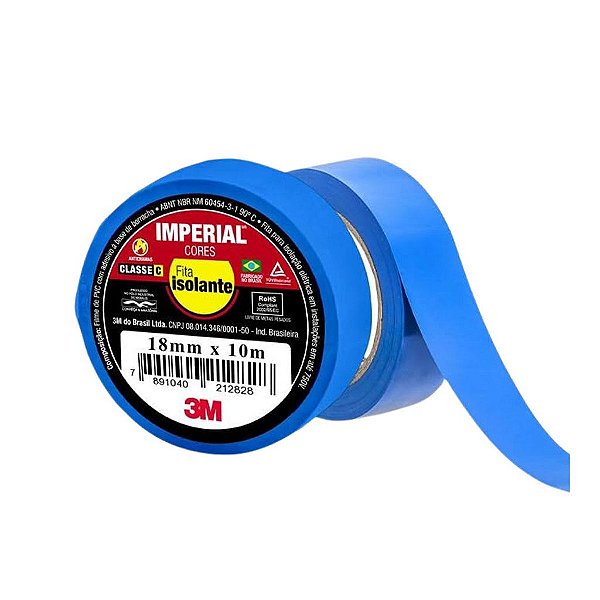 Fita Isolante Imperial 18mm x 10m Azul 3M