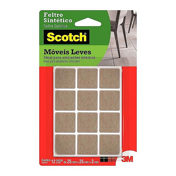 Feltro Quadrado Tamanho P com 12 Unidades Marrom Scotch-Brite 3M