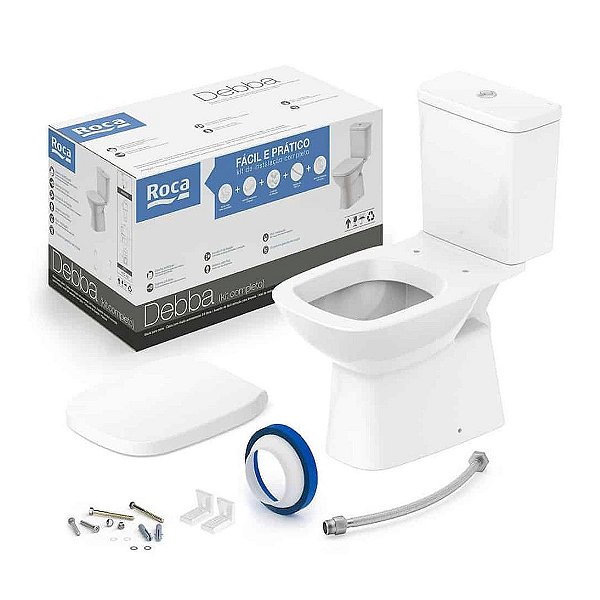 Kit de Bacia com Caixa Acoplada e Itens de Instalação Debba Classic C329723001 Branco Roca