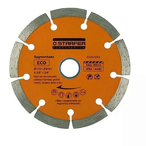 Disco Diamantado Segmentado Eco 110MM 01261223 Starfer