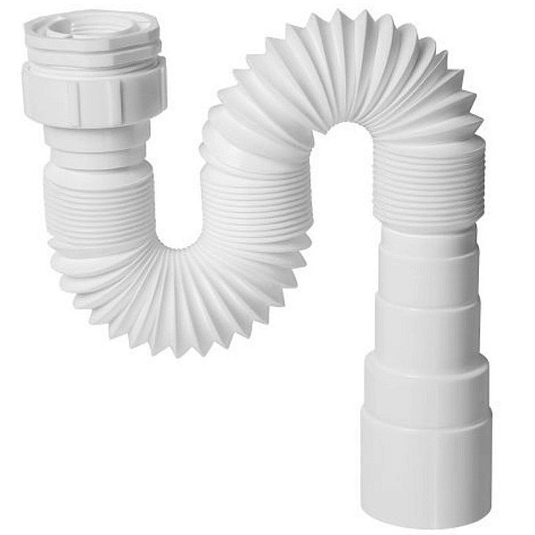 Sifão Sanfonado Multiuso Longo 1500MM Branco Krona