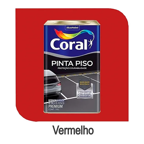 Tinta CORAL Pinta Piso Premium Acrílico Fosco Vermelho 18L - Coral