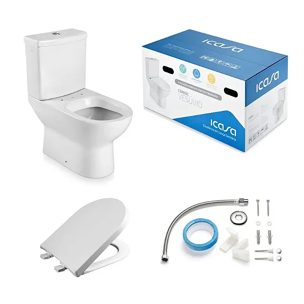 Conjunto Icasa (Vaso Sanitário com Caixa Acoplada e Assento IP61+IC64) Vesúvio Branco